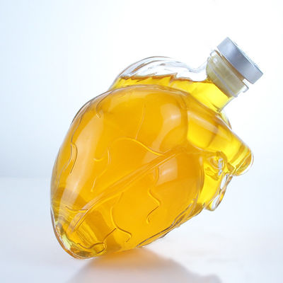 Bottiglia di liquore in vetro a forma di cuore trasparente o personalizzata per bevande whisky vodka brandy