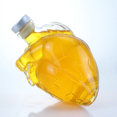 Bottiglia di liquore in vetro a forma di cuore trasparente o personalizzata per bevande whisky vodka brandy