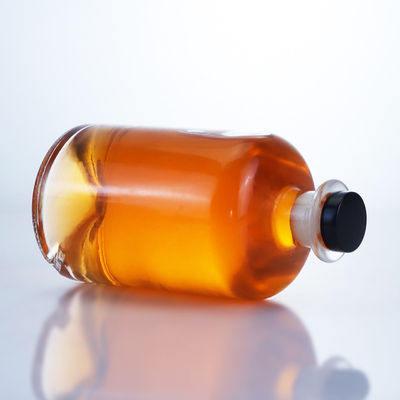 Collare di vetro 750 ml Collo corto, rotondo, vuoto, chiaro, pinna, gin, rum, champagne, liquori, liquori, bottiglia con sughero