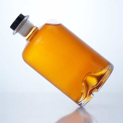 Collare di vetro 750 ml Collo corto, rotondo, vuoto, chiaro, pinna, gin, rum, champagne, liquori, liquori, bottiglia con sughero