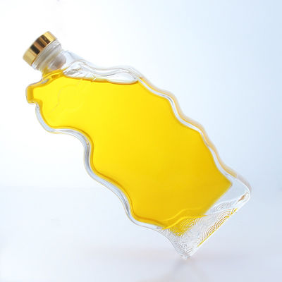 Bottiglia di vetro a forma speciale trasparente o personalizzata per whisky vodka brandy
