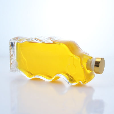 Bottiglia di vetro a forma speciale trasparente o personalizzata per whisky vodka brandy