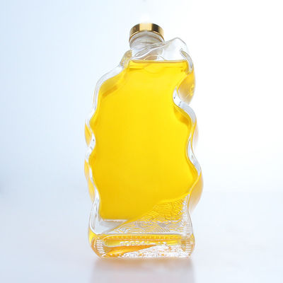 Bottiglia di vetro a forma speciale trasparente o personalizzata per whisky vodka brandy