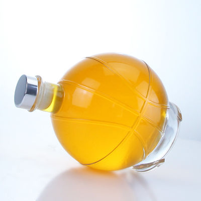 Whisky Gin Rum Vodka Collare di vetro Bottiglia a forma di sfera con tappo personalizzato e tappo di sughero