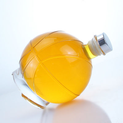 Whisky Gin Rum Vodka Collare di vetro Bottiglia a forma di sfera con tappo personalizzato e tappo di sughero