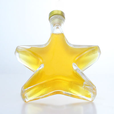 Whiskey Gin Rum Vodka Bottiglia di liquore in vetro a forma di stella con capo di sughero e base di vetro