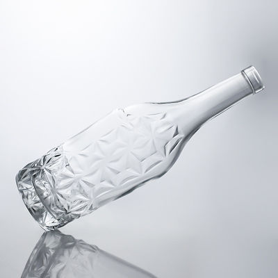 Bottiglia di liquore in vetro con fondo inciso per whisky, gin, rum, sigillamento tipo sughero vetro Super Flint
