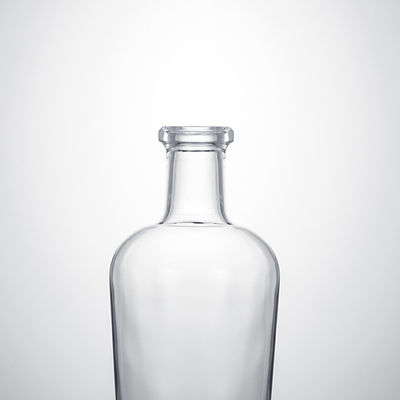 Bottiglia di vetro di whisky gin rum Super Flint con colletto di vetro personalizzato e tappo di sughero