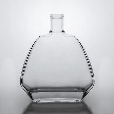 Bottiglia di vetro piatta di 750 ml con sughero per vodka whisky gin bevande industriali