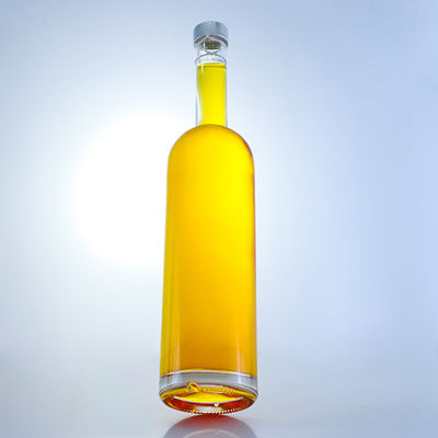 Base di vetro Collo lungo Customized Super Flint Rum Vodka Whisky Tequila Gin Bottiglia con sughero