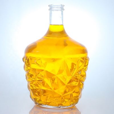 Bottiglia di vetro rotonda a decal trasparente o personalizzata per rum vodka whisky tequila gin