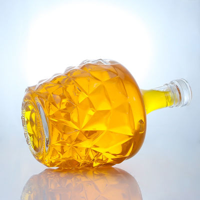 Bottiglia di vetro rotonda a decal trasparente o personalizzata per rum vodka whisky tequila gin