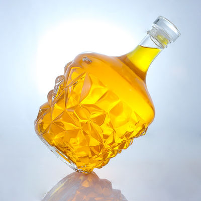 Bottiglia di vetro rotonda a decal trasparente o personalizzata per rum vodka whisky tequila gin