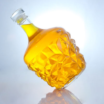 Bottiglia di vetro rotonda a decal trasparente o personalizzata per rum vodka whisky tequila gin