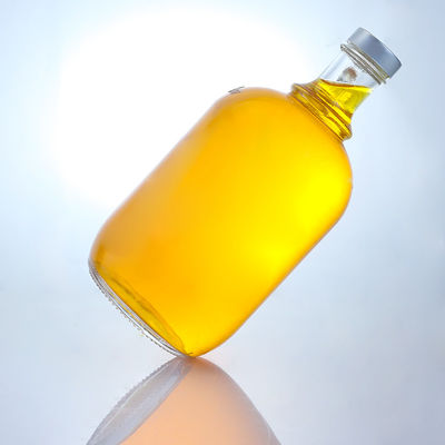 Logo personalizzato Bottiglia di vetro di liquore a forma rotonda con manico e tappo a vite