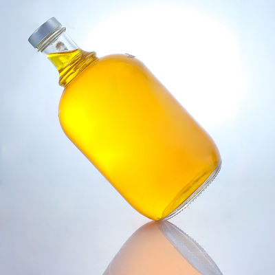 Logo personalizzato Bottiglia di vetro di liquore a forma rotonda con manico e tappo a vite