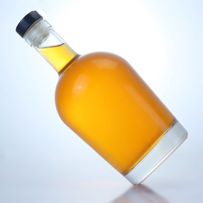 Bottiglia di liquore in vetro da 750 ml per gin rum vodka forma su misura con materiale per il colletto in vetro