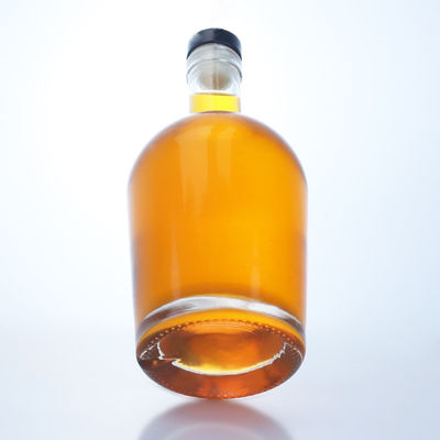 Bottiglia di liquore in vetro da 750 ml per gin rum vodka forma su misura con materiale per il colletto in vetro