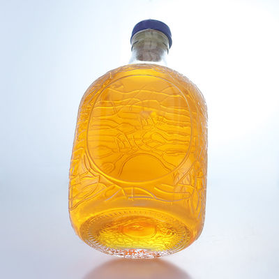 Unica forma rotonda in rilievo rum di qualità alimentare vodka whisky tequila gin bottiglia di vetro con sughero perfetto