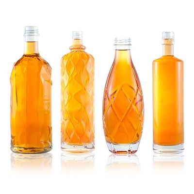 Bottiglia di vetro di design unico per champagne gin rum brandy whisky in materiale Super Flint