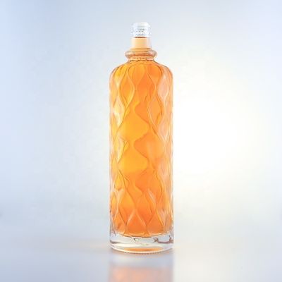 Bottiglia di vetro di design unico per champagne gin rum brandy whisky in materiale Super Flint