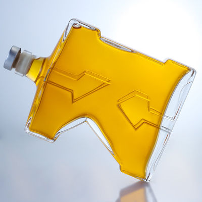 Bottiglia in vetro a forma di K per whisky, gin, rum, brandy, spirit, liquori industriali