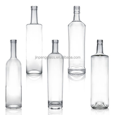 Bottiglia di vetro per bevande industriali per gin rum brandy whisky 750 ml spalla dritta
