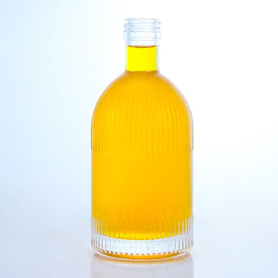 Bottiglia di vetro per liquori industriali con strisce di tappo a vite e logo personalizzato