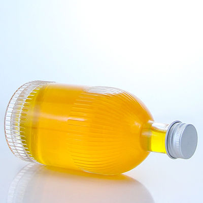Bottiglia di vetro per liquori industriali con strisce di tappo a vite e logo personalizzato