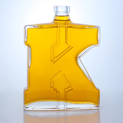 Bottiglia di vetro di pietra chiara 750 ml con forma unica per Gin Rum Champagne Brandy Whisky