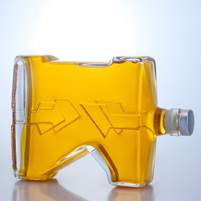 Bottiglia di vetro di pietra chiara 750 ml con forma unica per Gin Rum Champagne Brandy Whisky