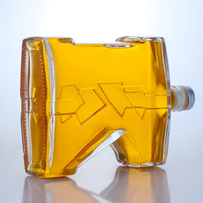 Bottiglia di vetro di pietra chiara 750 ml con forma unica per Gin Rum Champagne Brandy Whisky