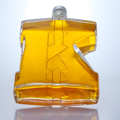 Bottiglia di vetro di pietra chiara 750 ml con forma unica per Gin Rum Champagne Brandy Whisky