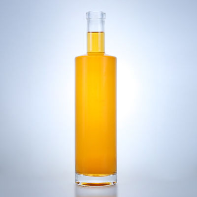 Bottiglia di vetro cilindrica da 700 ml per brandy whisky gin rum champagne Clear Flint