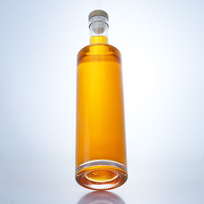 Bottiglia di vetro cilindrica da 700 ml per brandy whisky gin rum champagne Clear Flint