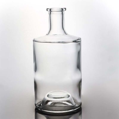 Bottiglia di vetro di 750 ml a forma rotonda con sughero di legno per il whisky