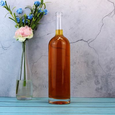 Bottiglia di liquore di vetro Rotonda 75cl Bottiglia per tappo di sughero Tipo 1000ml 1750ml Materiale del colletto
