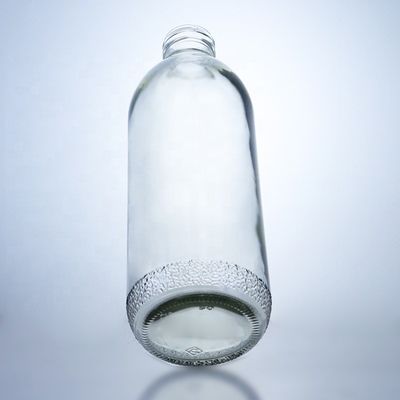 Bottiglie di vetro trasparenti da 1020 ml con tappo a vite e forma unica