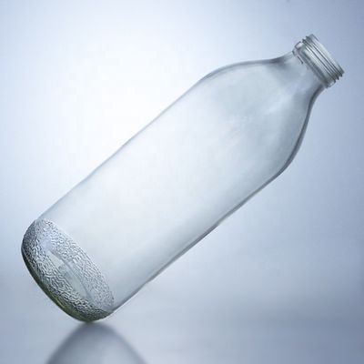 Bottiglie di vetro trasparenti da 1020 ml con tappo a vite e forma unica
