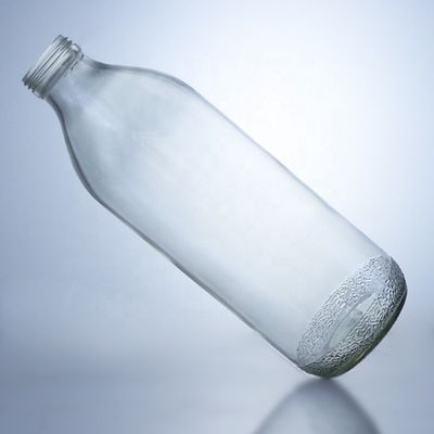 Bottiglie di vetro trasparenti da 1020 ml con tappo a vite e forma unica