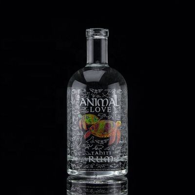 Flint Glass 2022 Design Chiara Decal bottiglia di vetro per Gin Whisky Rum Tequila Brandy