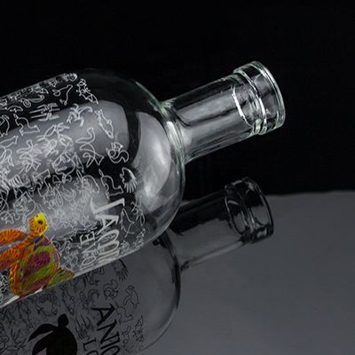 Flint Glass 2022 Design Chiara Decal bottiglia di vetro per Gin Whisky Rum Tequila Brandy