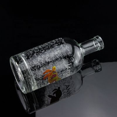 Flint Glass 2022 Design Chiara Decal bottiglia di vetro per Gin Whisky Rum Tequila Brandy