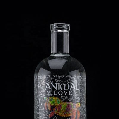 Flint Glass 2022 Design Chiara Decal bottiglia di vetro per Gin Whisky Rum Tequila Brandy