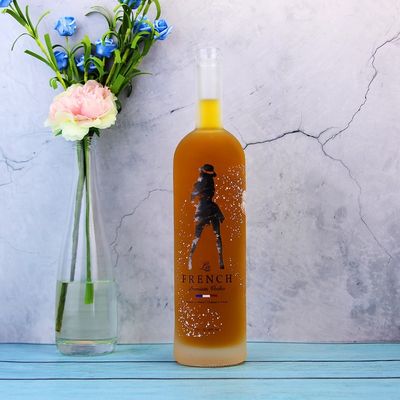 Ingrosso 750ml 1000ml Decal congelato bottiglia di vetro per birra Vodka Whisky Spirits