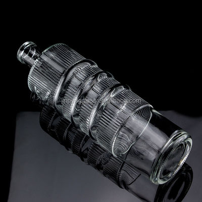 Bottiglia di vetro in rilievo di lusso 750ml 1000ml Gin Rum Champagne Tequila Whisky con sughero