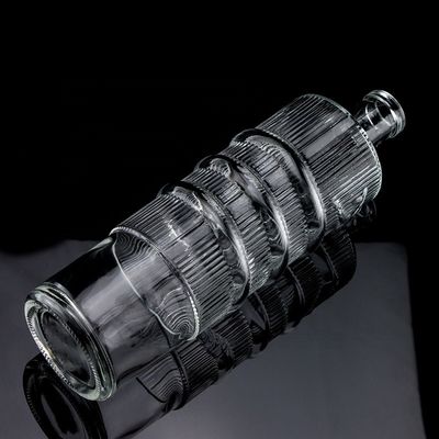 Bottiglia di vetro in rilievo di lusso 750ml 1000ml Gin Rum Champagne Tequila Whisky con sughero