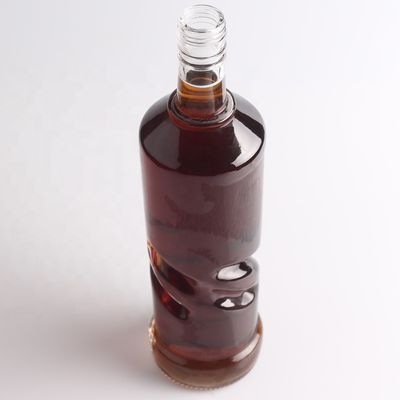 2022 Bottiglia di vetro a fondo spessa in rilievo, pietra cristallina chiara per gin, whisky, rum, tequila, brandy
