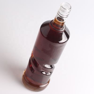 2022 Bottiglia di vetro a fondo spessa in rilievo, pietra cristallina chiara per gin, whisky, rum, tequila, brandy
