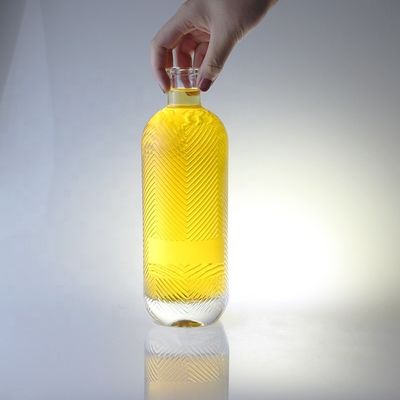 Bottiglia di vetro trasparente di 750 ml di capacità con incisione di pietra extra con sughero di 500 ml di capacità